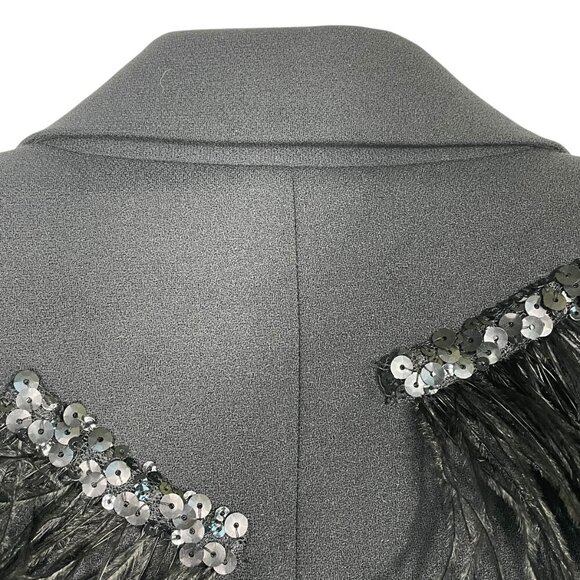 NWT Magaschoni Designer Runway Feather Sequin Cropped Evening Statement Blazer 4 - Picture 8 of 16